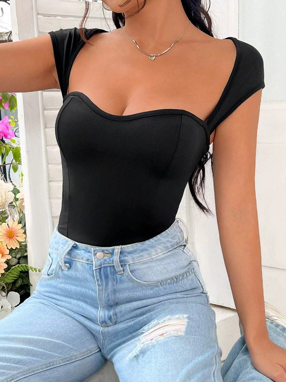 ZARA Sexy Backless Milk Silk Slim Fit Bodysuit